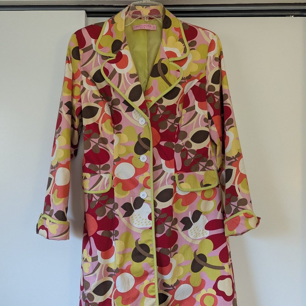 Red, orange, lime green floral blazer